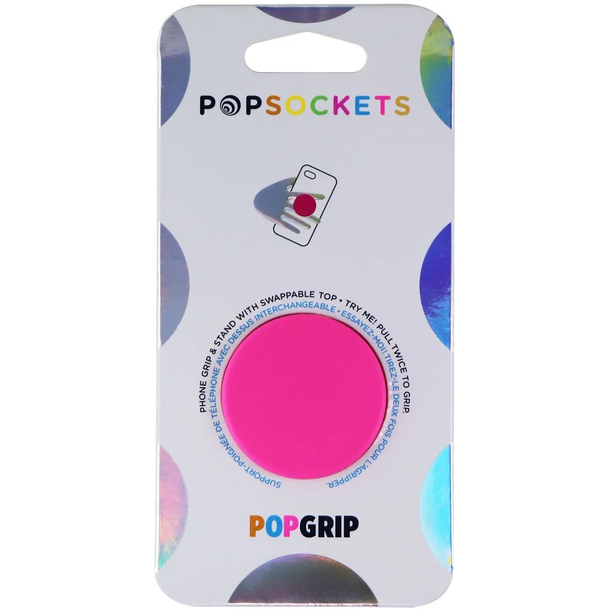 PopSockets PopGrip Phone Grip & Stand with Swappable Top - Neon Pink