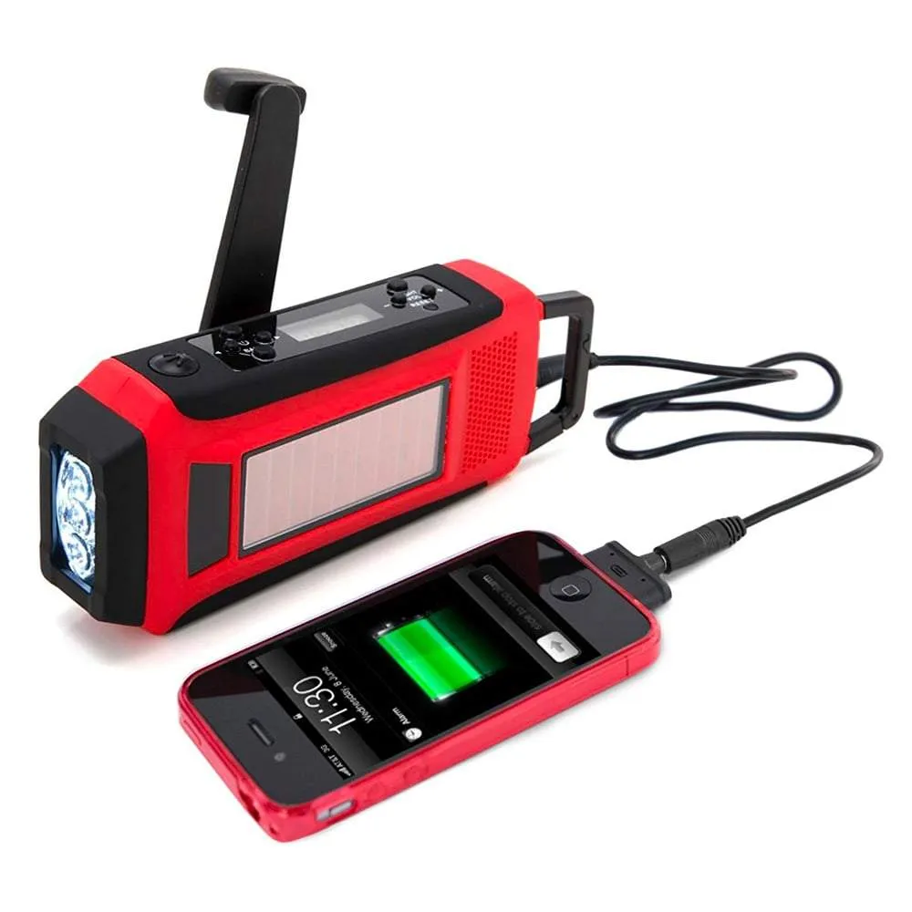 Portable Emergency Solar/Dynamo/DC & AM/FM/NOAA Radio & LED Flashlight & 1000mAh Power Bank Charger