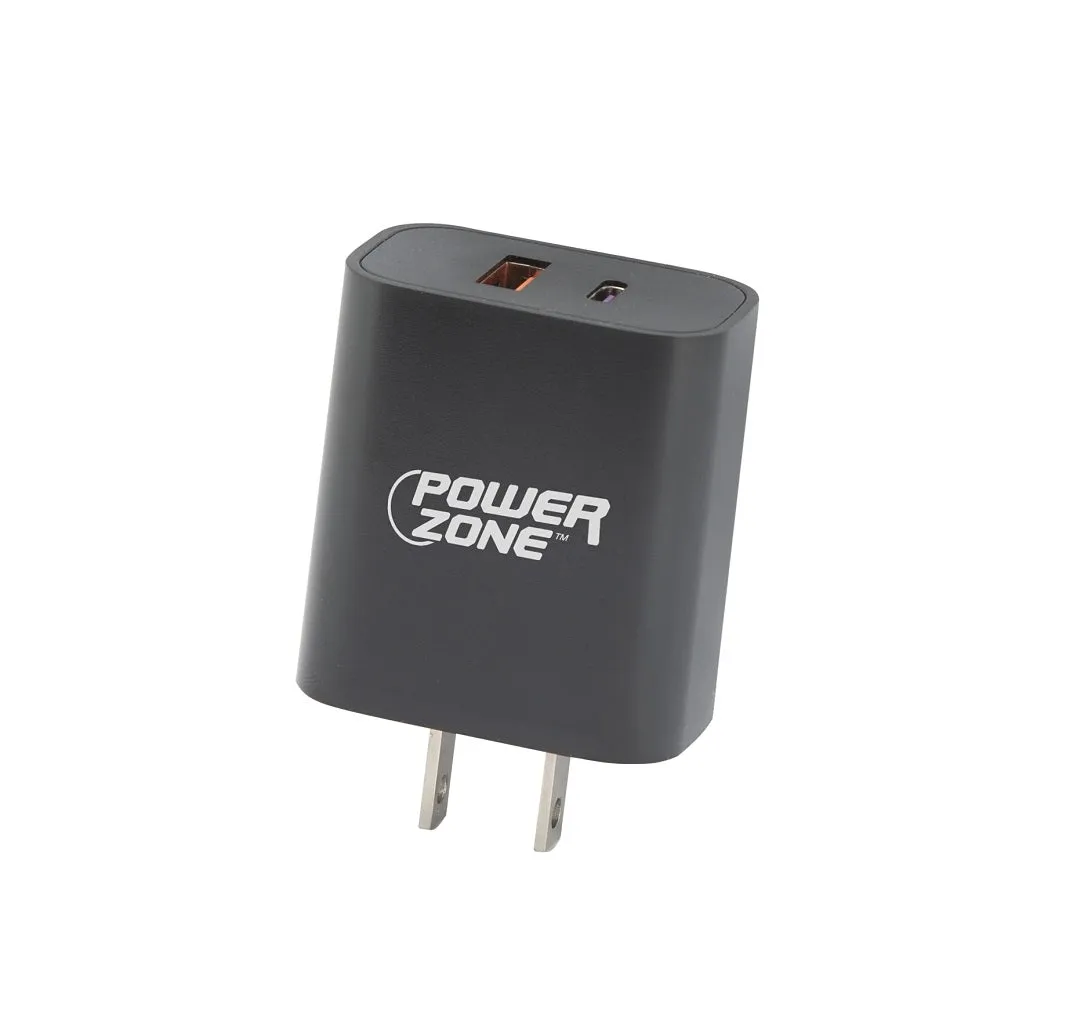 Power Zone CA-43AT PD QC Dual USB Wall Charger, Black