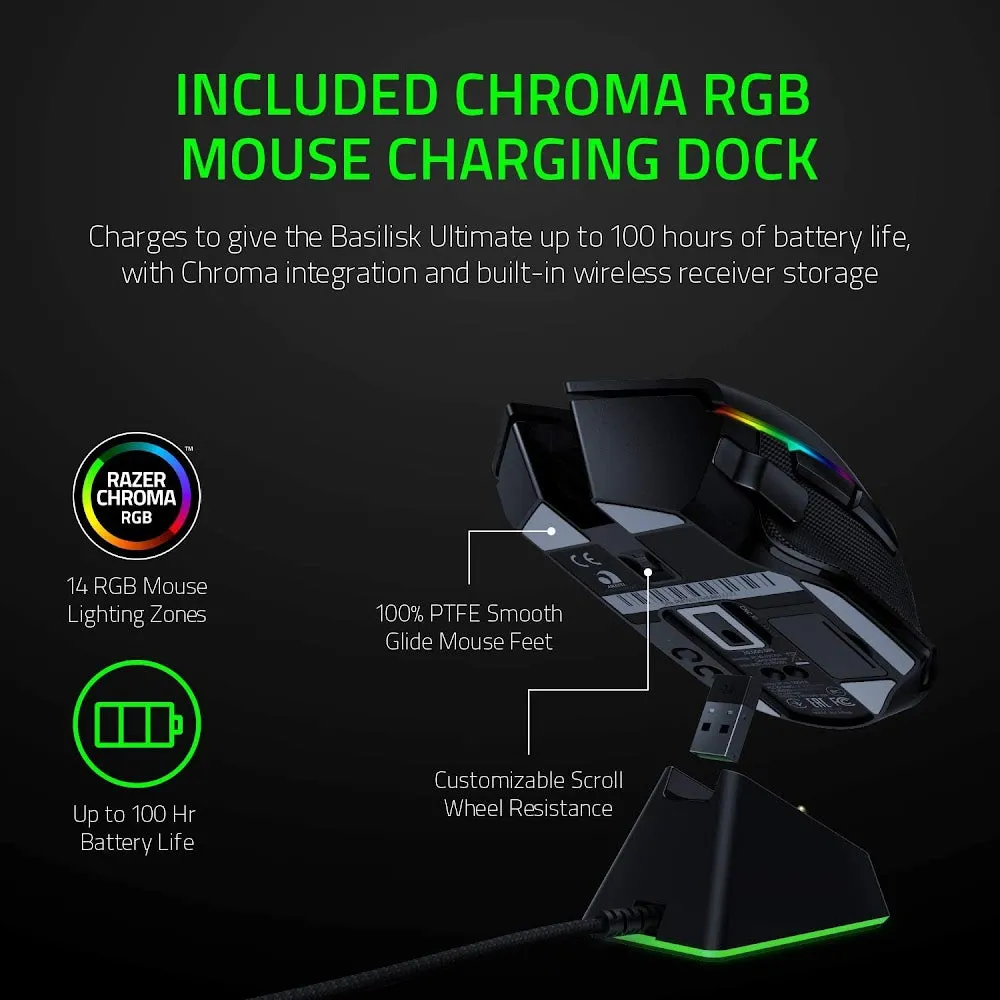 Razer Basilisk Ultimate -Wireless Gaming Mouse with Charging Dock