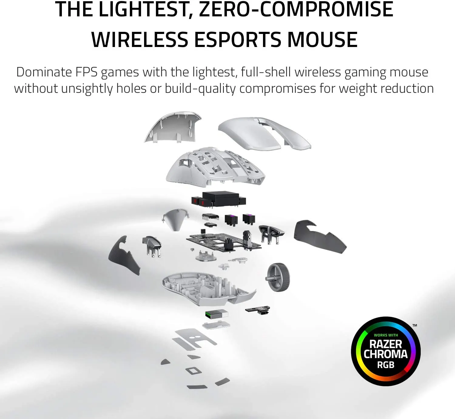 Razer Mouse Viper Ultimate Lightest Wireless Gaming Mouse & RGB Charging Dock: Hyperspeed Wireless Technology - 20K DPI Optical Sensor - 78g Lightweight - Optical Mouse Switch - 70 Hr Battery - Mercury White