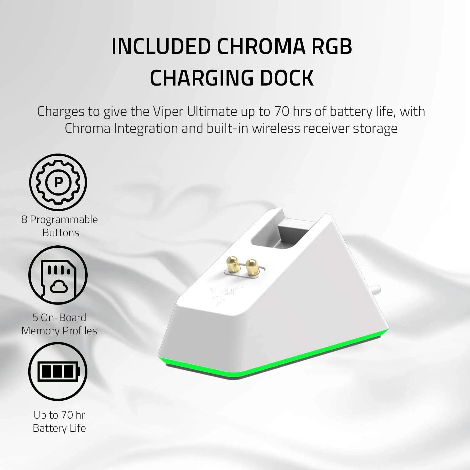 Razer Mouse Viper Ultimate Lightest Wireless Gaming Mouse & RGB Charging Dock: Hyperspeed Wireless Technology - 20K DPI Optical Sensor - 78g Lightweight - Optical Mouse Switch - 70 Hr Battery - Mercury White