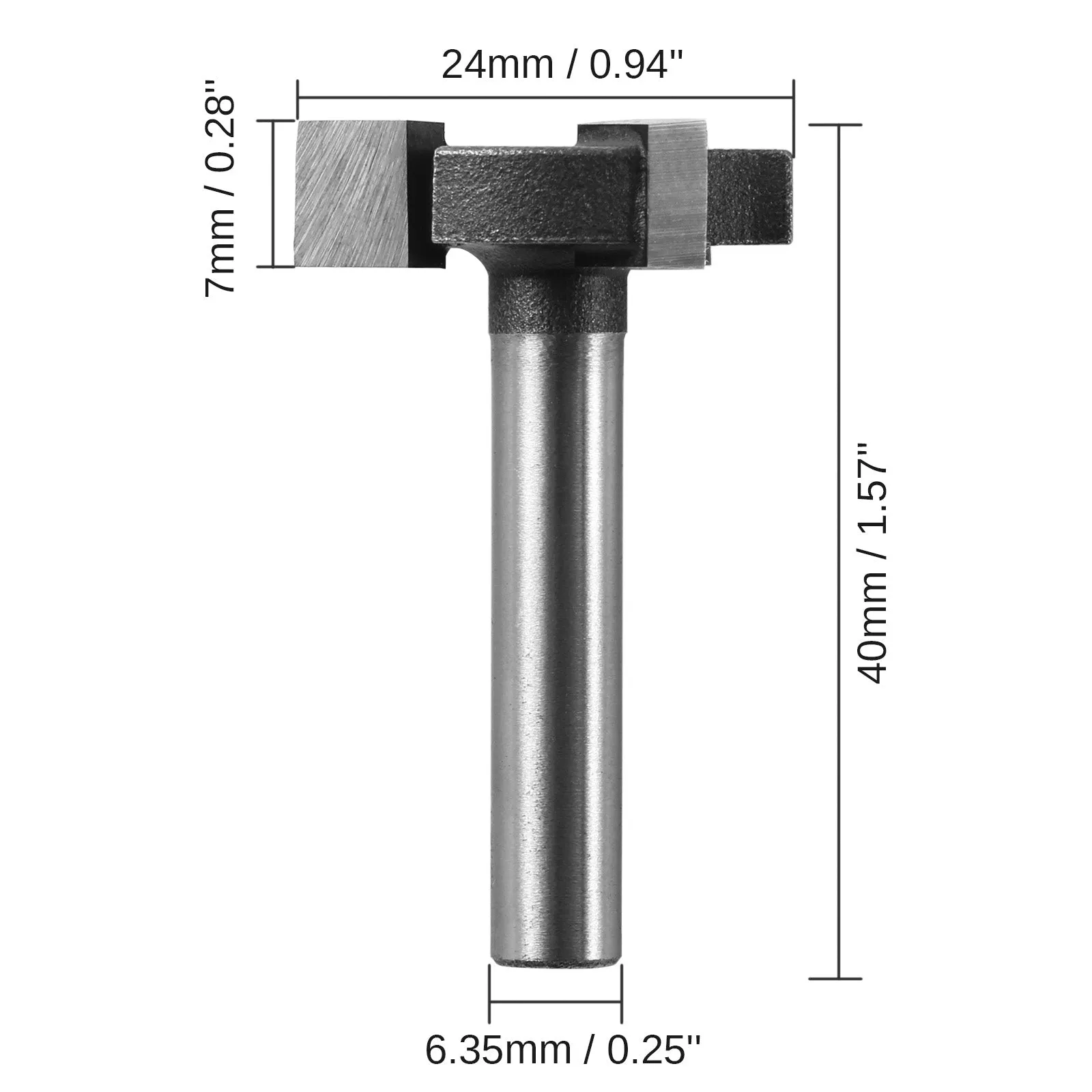 RB03A, 1/4'' Shank, 3-Flute, φ24mm Cutting Diameter, Spoilboard Surfacing, 3pcs Router Bits,