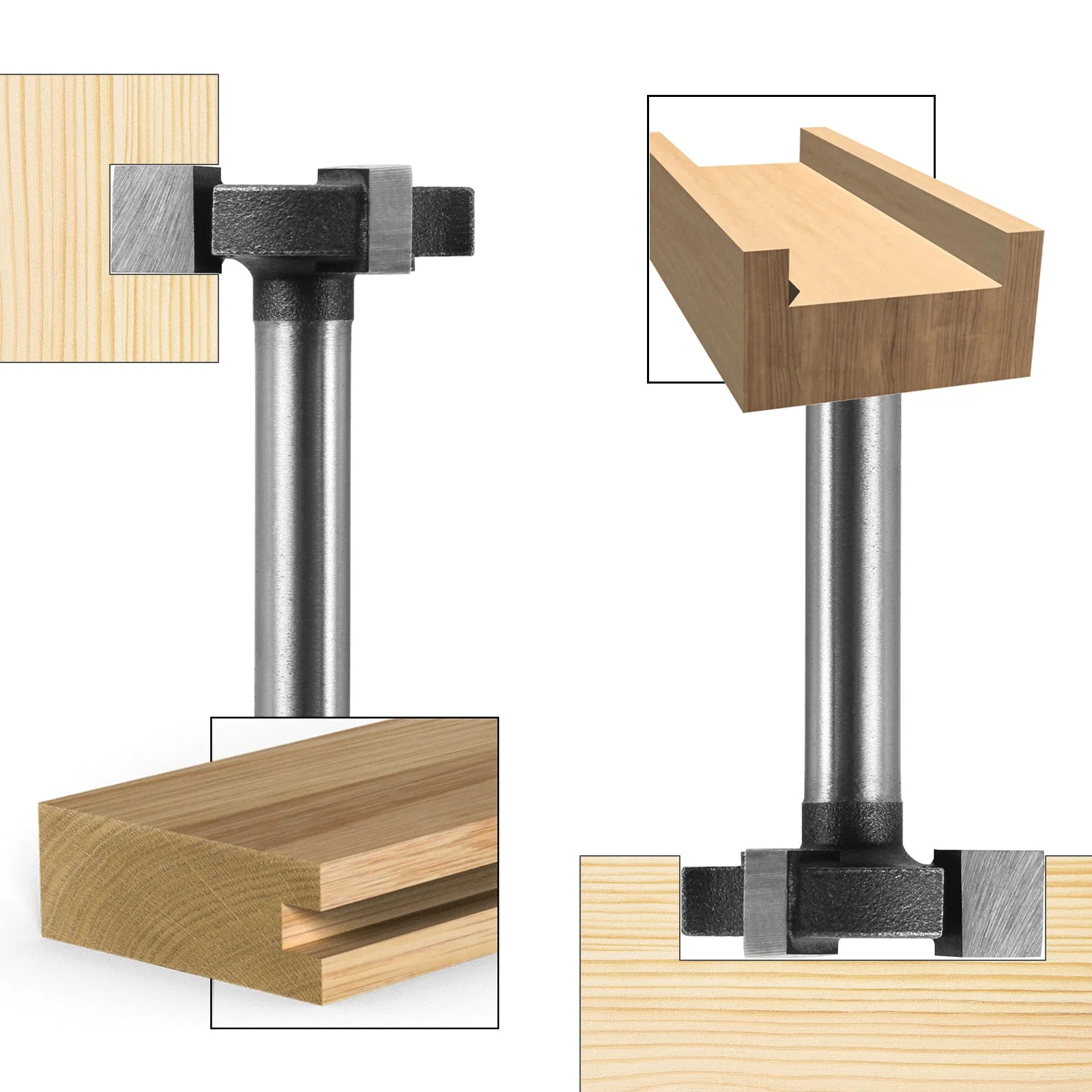 RB03A, 1/4'' Shank, 3-Flute, φ24mm Cutting Diameter, Spoilboard Surfacing, 3pcs Router Bits,