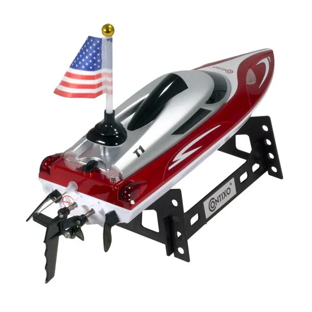 RC Boat Remote Control Boats for Pools and Lakes, 20 mph 2.4GHz Racing Boats, Low Battery Alarm, Capsize Recovery, Toy Gift (Red)