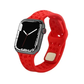 Red Alphabet Pattern Silicone Apple Watch Band 紅色英文字母圖案矽膠 Apple 錶帶 KCWATCH1229