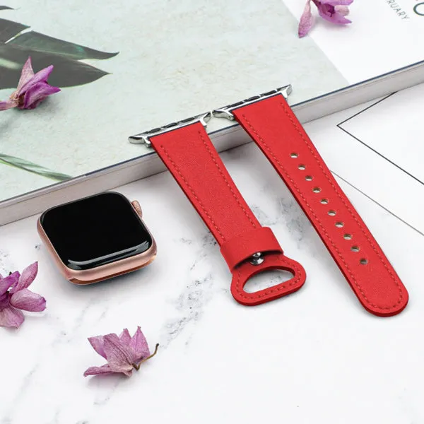 Red Genuine Leather Apple Watch Band 紅色真皮Apple 錶帶 (KCWATCH1150)