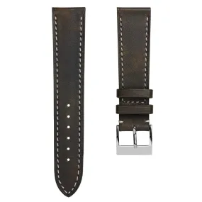 Rochefort Flat Patina Calf Leather Watch Strap - Brown