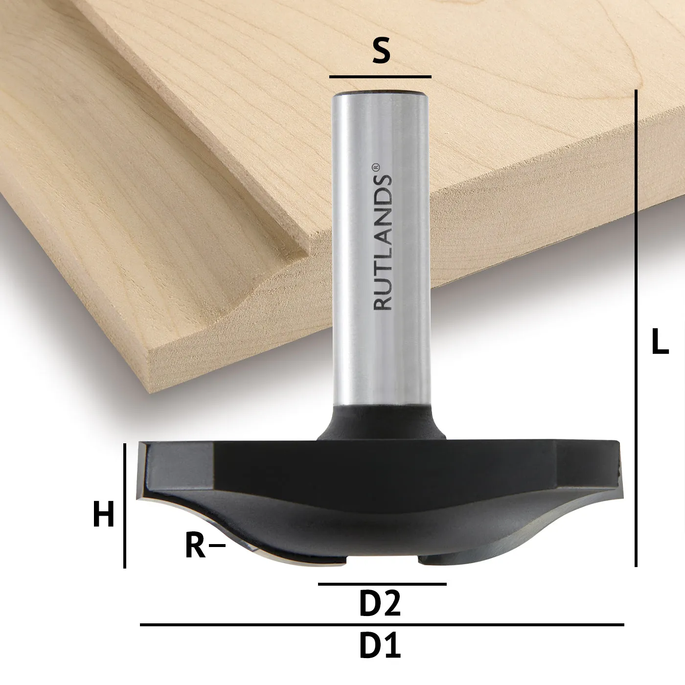 Router Bit - Raised Panel - Ogee - D1=64mm D2=20mm H=16mm R=19mm L=61mm S=1/2"