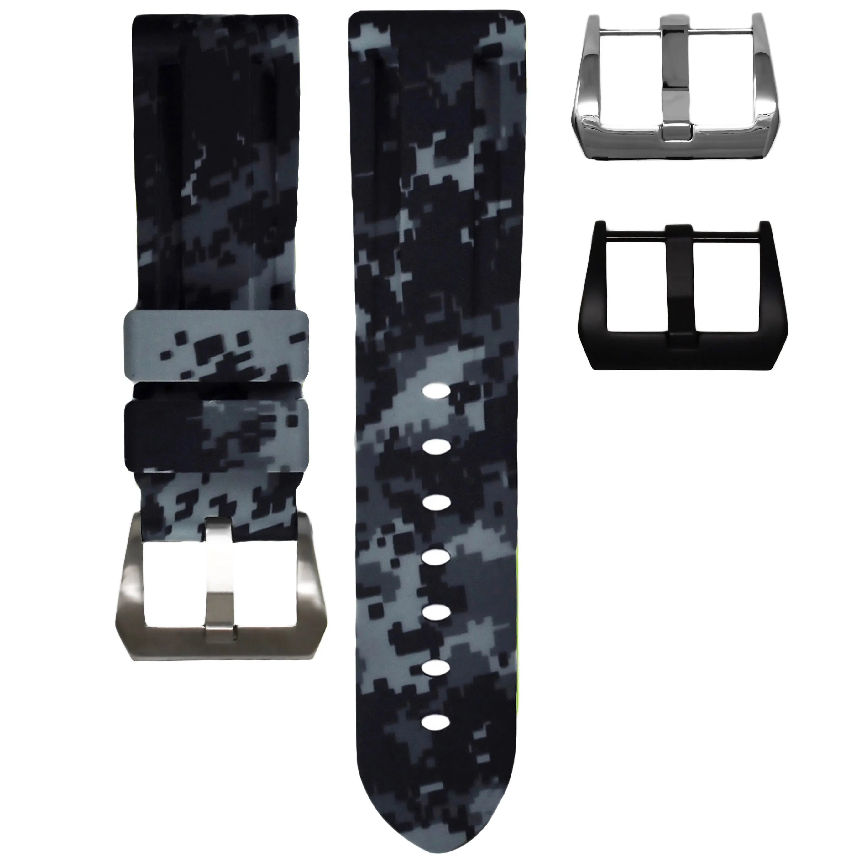 RUBBER STRAP FOR BREITLING CHRONOLINER - GRAPHITE DIGI CAMO