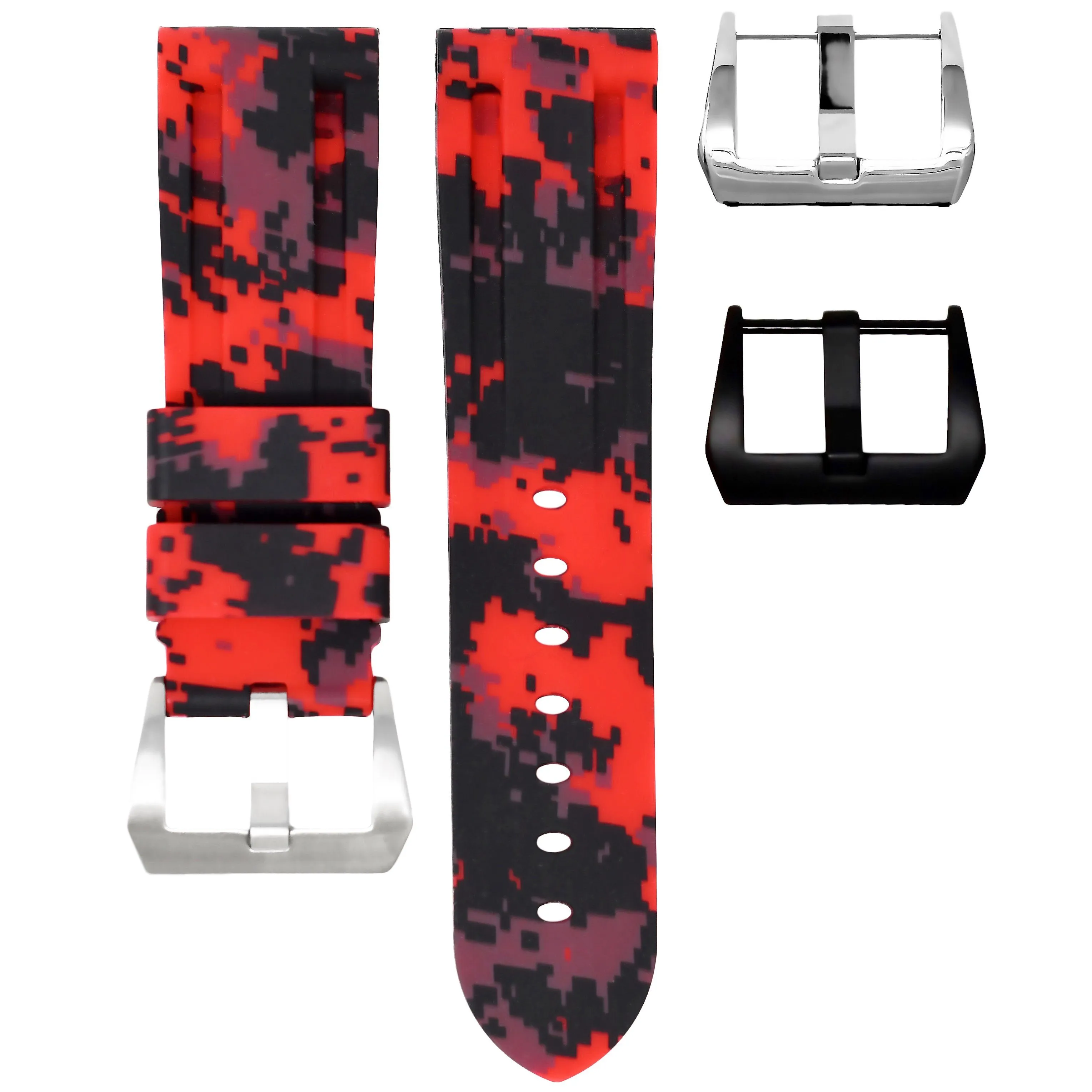 RUBBER STRAP FOR BREITLING PROFESSIONAL - RED DIGI CAMO