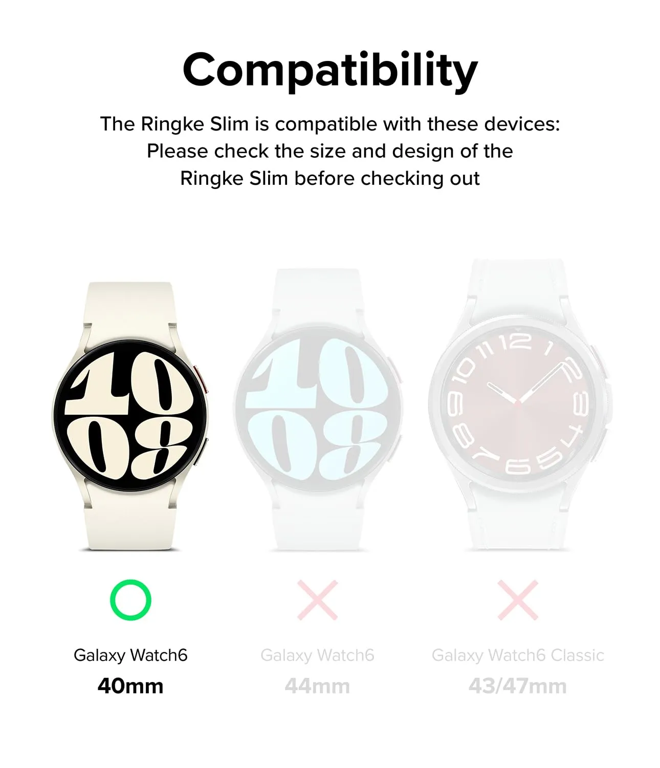 Samsung Galaxy Watch 6 40mm Case| Slim Series | Clear   Dark Chrome