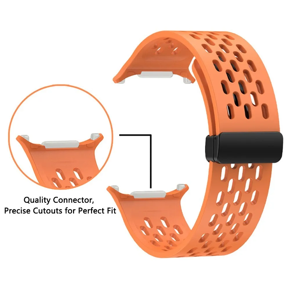 Samsung Galaxy Watch Ultra (47mm) Hullet Silikone Rem med Magnetisk Spænde - Orange