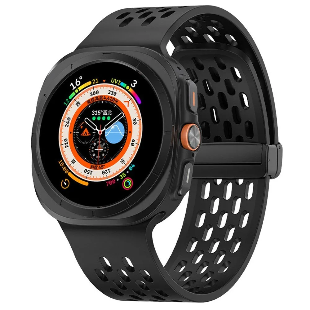 Samsung Galaxy Watch Ultra (47mm) Hullet Silikone Rem med Magnetisk Spænde - Sort