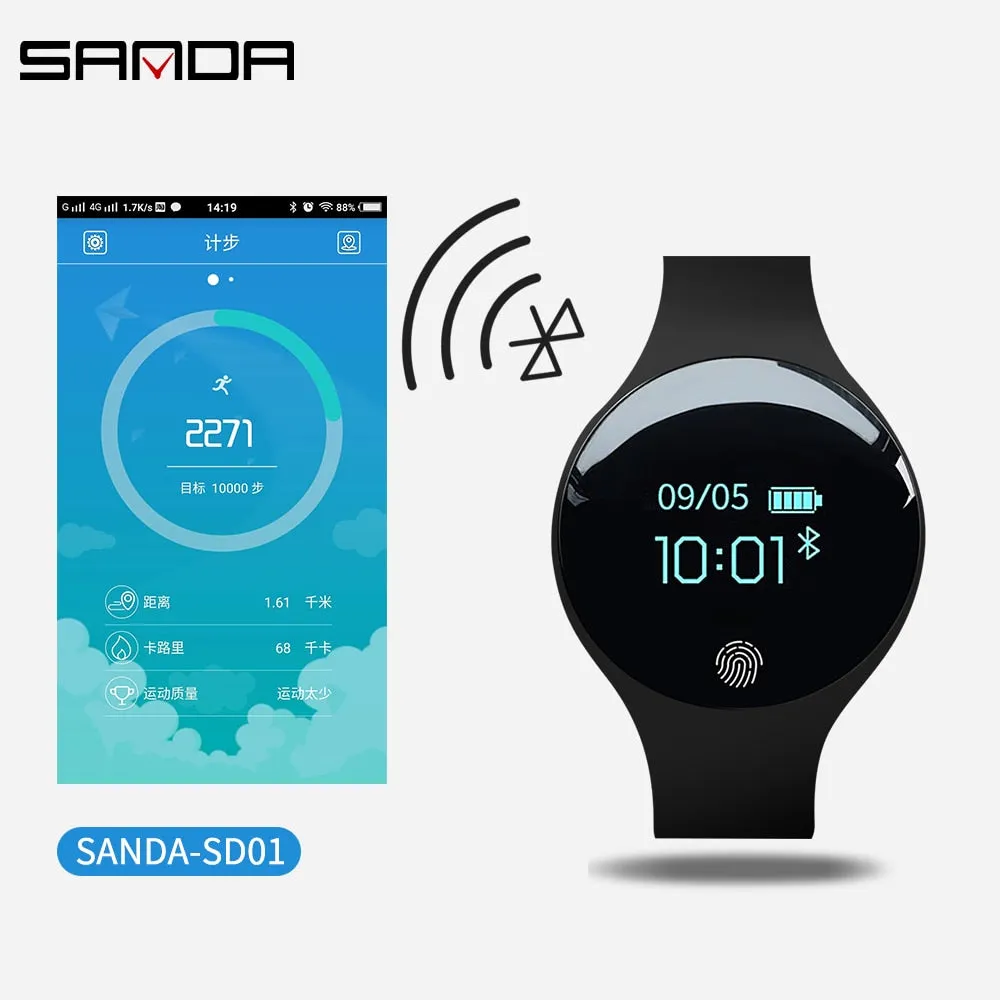 SANDA Bluetooth Smart Watch for IOS Android Men Women Sport Intelligent Pedometer Fitness Bracelet Watches for iPhone Clock Men