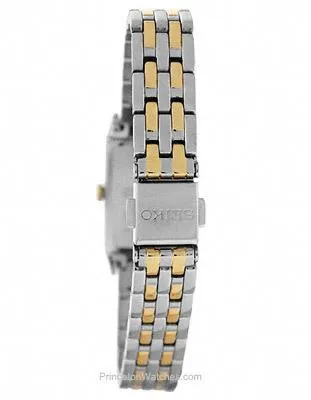 Seiko Solar Ladies Two-Tone Dress Watch - Rectangular Case - White Dial