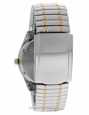 Seiko Solar Mens Watch - White Dial - Two-Tone - Expansion Band - Day-Date