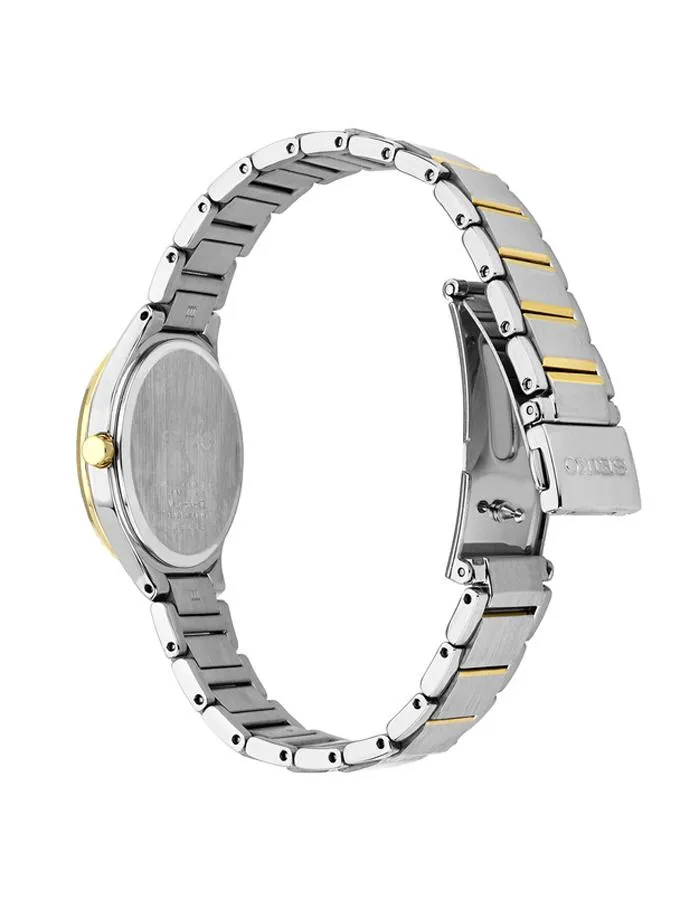 Seiko Womens Solar Diamond Dress Watch - Two-Tone - Mother of Pearl - Date