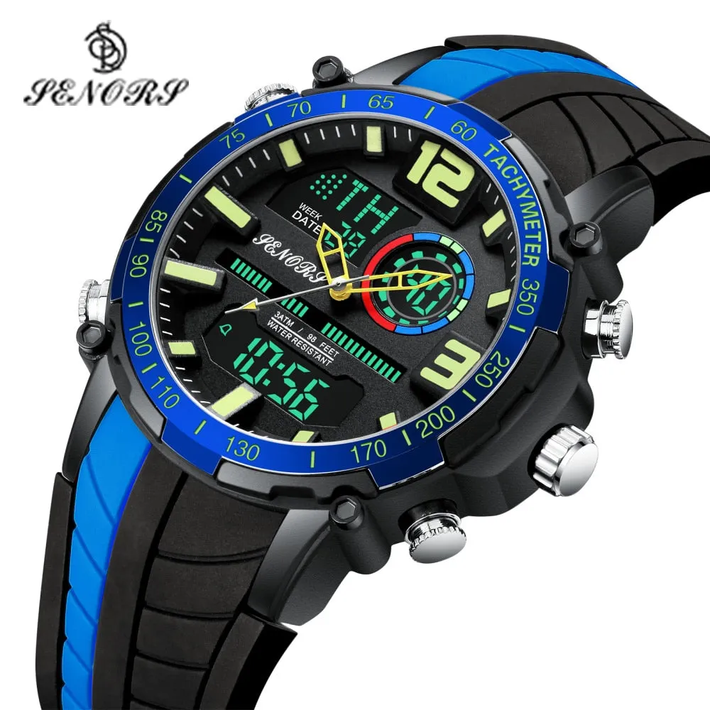 Senors Digital Watch Men Sports Watches Fashion Dual Display Waterproof LED Digital Watch Man Military Clock Relogio