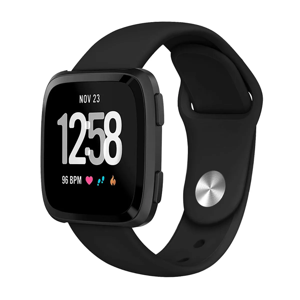 Silicone Strap For Fitbit Versa/Fitbit Versa 2/Fitbit Versa Lite Edition (Black-Plain)