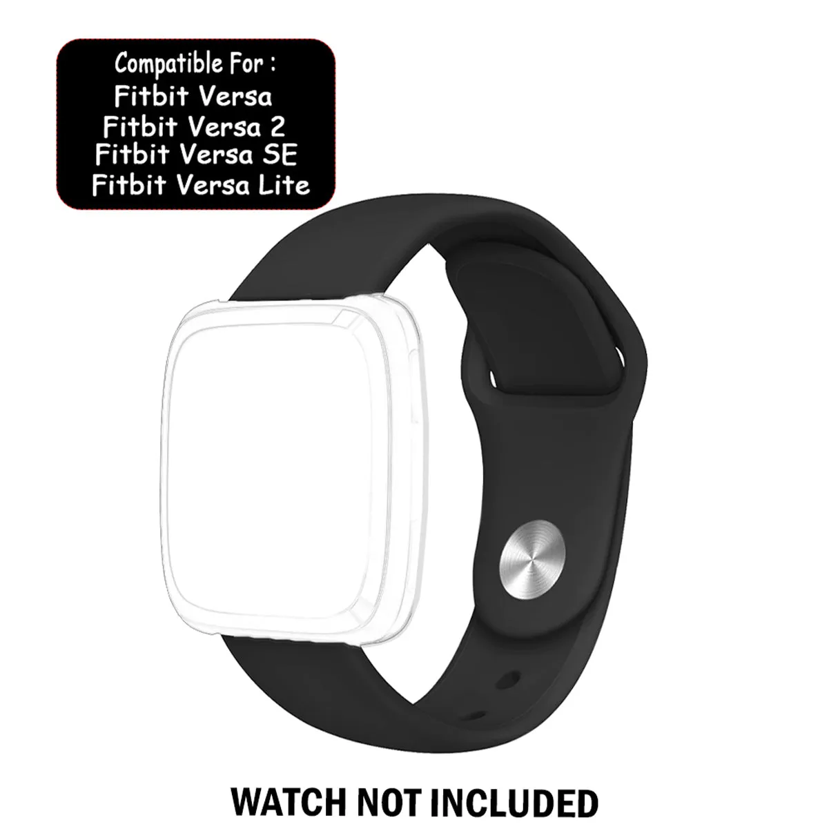 Silicone Strap For Fitbit Versa/Fitbit Versa 2/Fitbit Versa Lite Edition (Black-Plain)