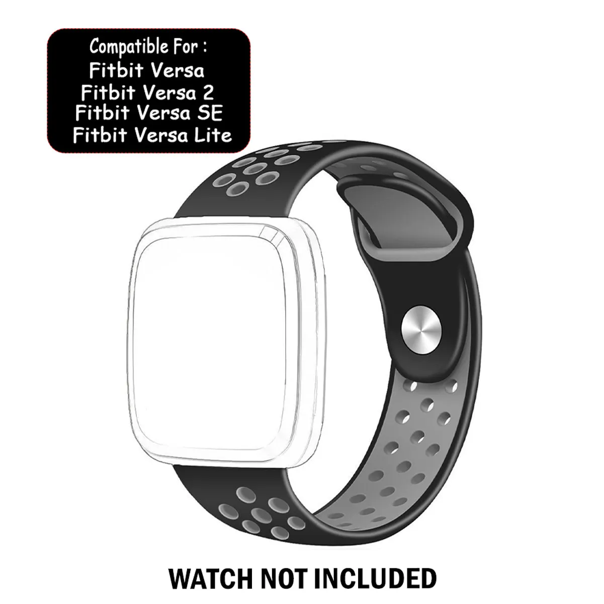 Silicone Strap For Fitbit Versa/Fitbit Versa 2/Fitbit Versa Lite Edition ( Dotted - Black & Grey)