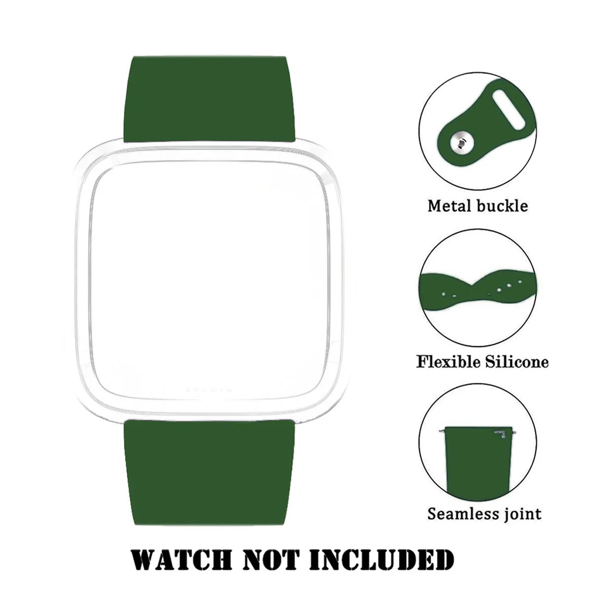 Silicone Strap For Fitbit Versa/Fitbit Versa 2/Fitbit Versa Lite Edition (Green-Plain)