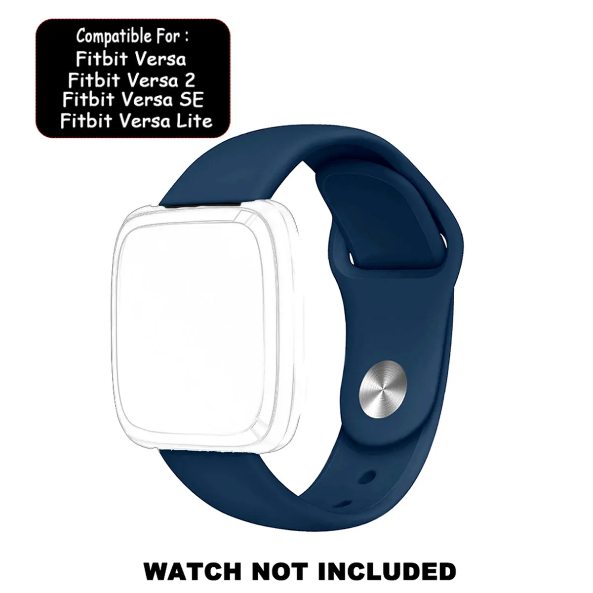 Silicone Strap For Fitbit Versa/Fitbit Versa 2/Fitbit Versa Lite Edition (Midnight Blue-Plain)