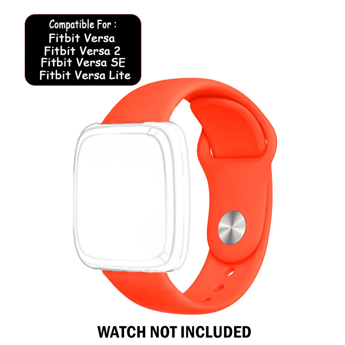 Silicone Strap For Fitbit Versa/Fitbit Versa 2/Fitbit Versa Lite Edition (Spicy Orange-Plain)