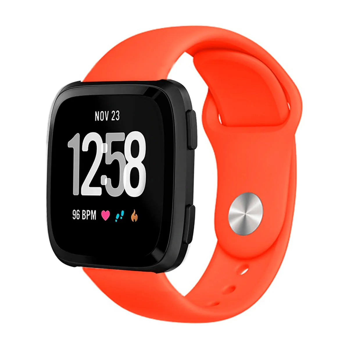 Silicone Strap For Fitbit Versa/Fitbit Versa 2/Fitbit Versa Lite Edition (Spicy Orange-Plain)