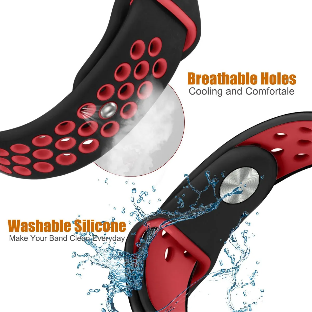 Silicone Strap For Fitbit Versa/Versa 2/Versa Lite Edition (Dotted-Black & Red)