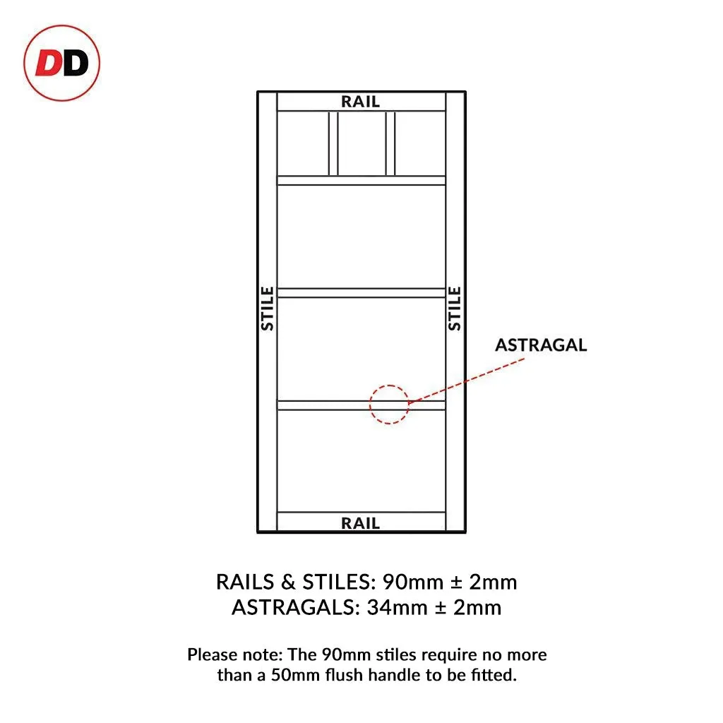 Sirius Tubular Stainless Steel Track & Solid Wood Door - Eco-Urban® Lagos 6 Panel Door DD6427 - 6 Colour Options