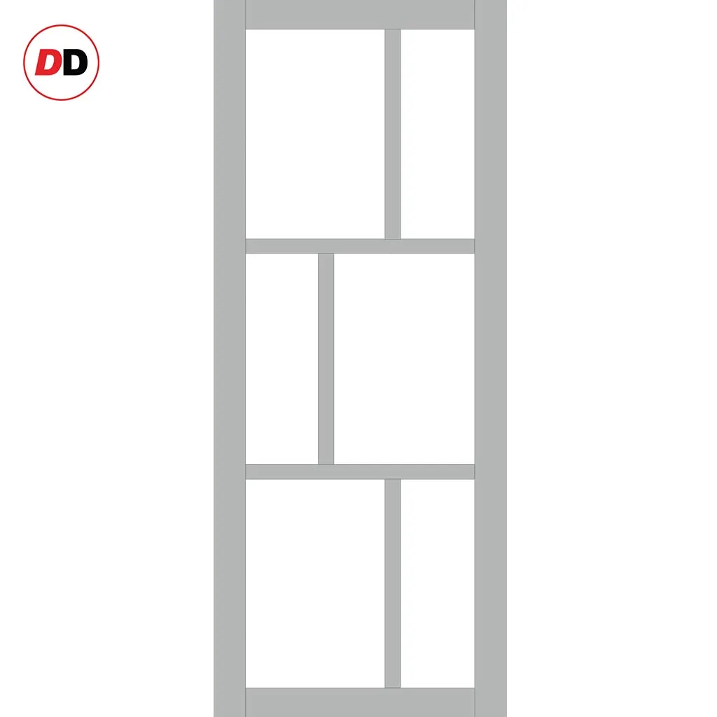 Sirius Tubular Stainless Steel Track & Solid Wood Door - Eco-Urban® Milan 6 Pane Door DD6422G Clear Glass - 6 Colour Options