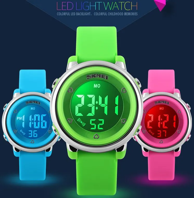 SKMEI Children LED Digital Watch Sports Watches Kids Cartoon Jelly Waterproof Children's Dress Wristwatches Relojes