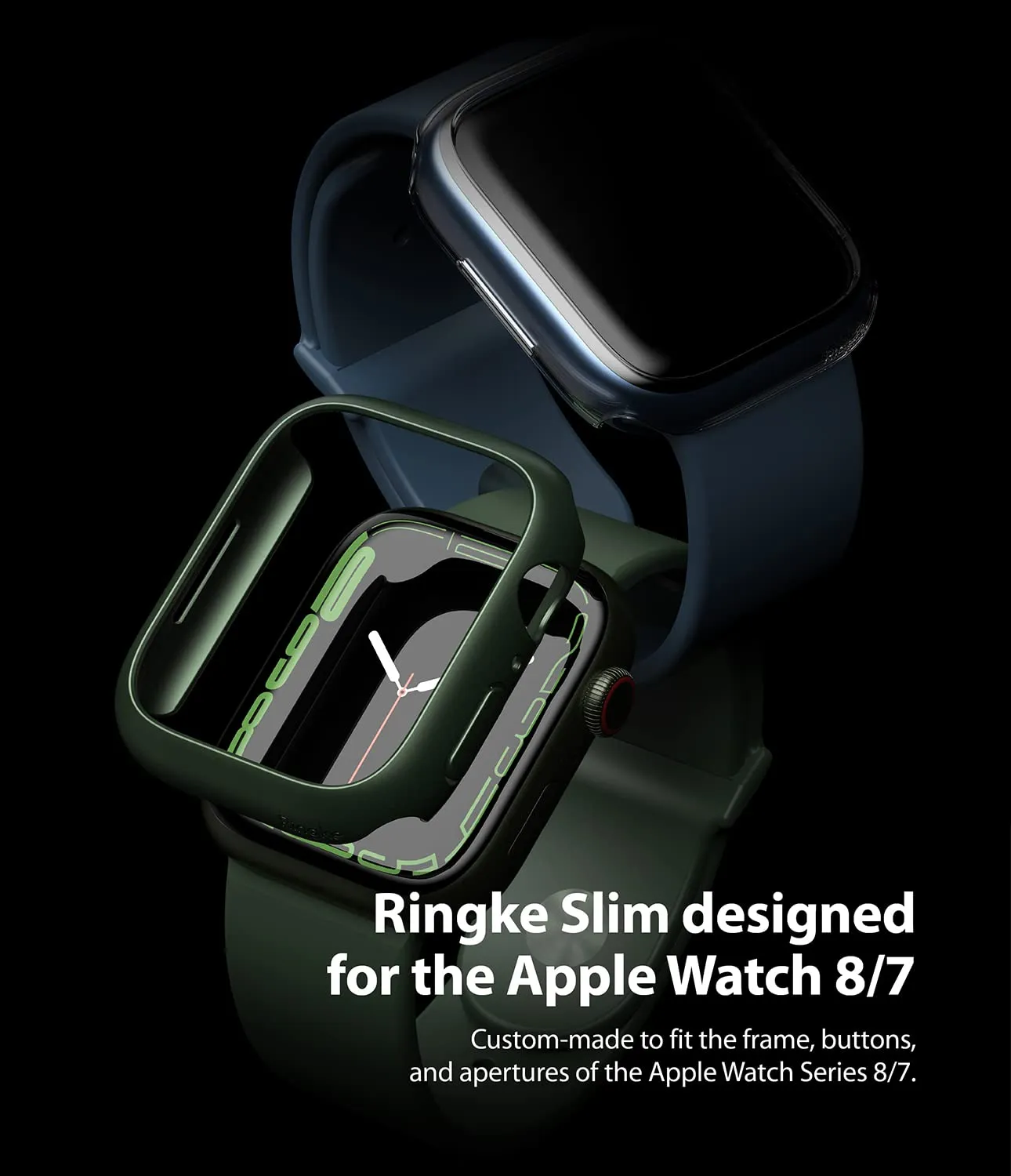 Slim Case Compatible with Apple Watch 7 41mm - Clear & Deep Green (2 Pack)