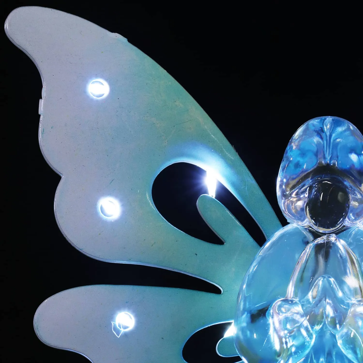 Solar Blue Acrylic Angel Stake with 13 LEDs, 6 Inch Body Size