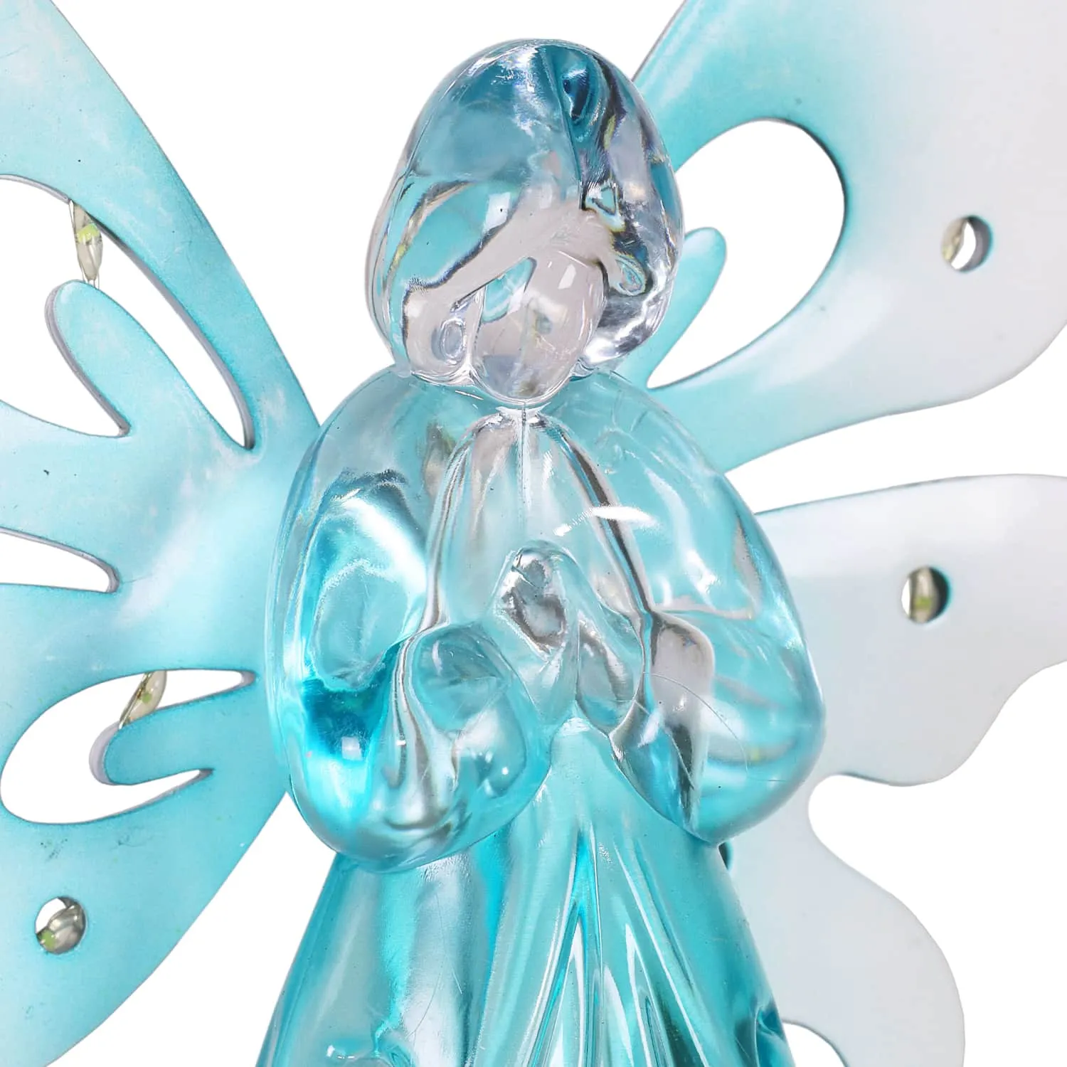 Solar Blue Acrylic Angel Stake with 13 LEDs, 6 Inch Body Size