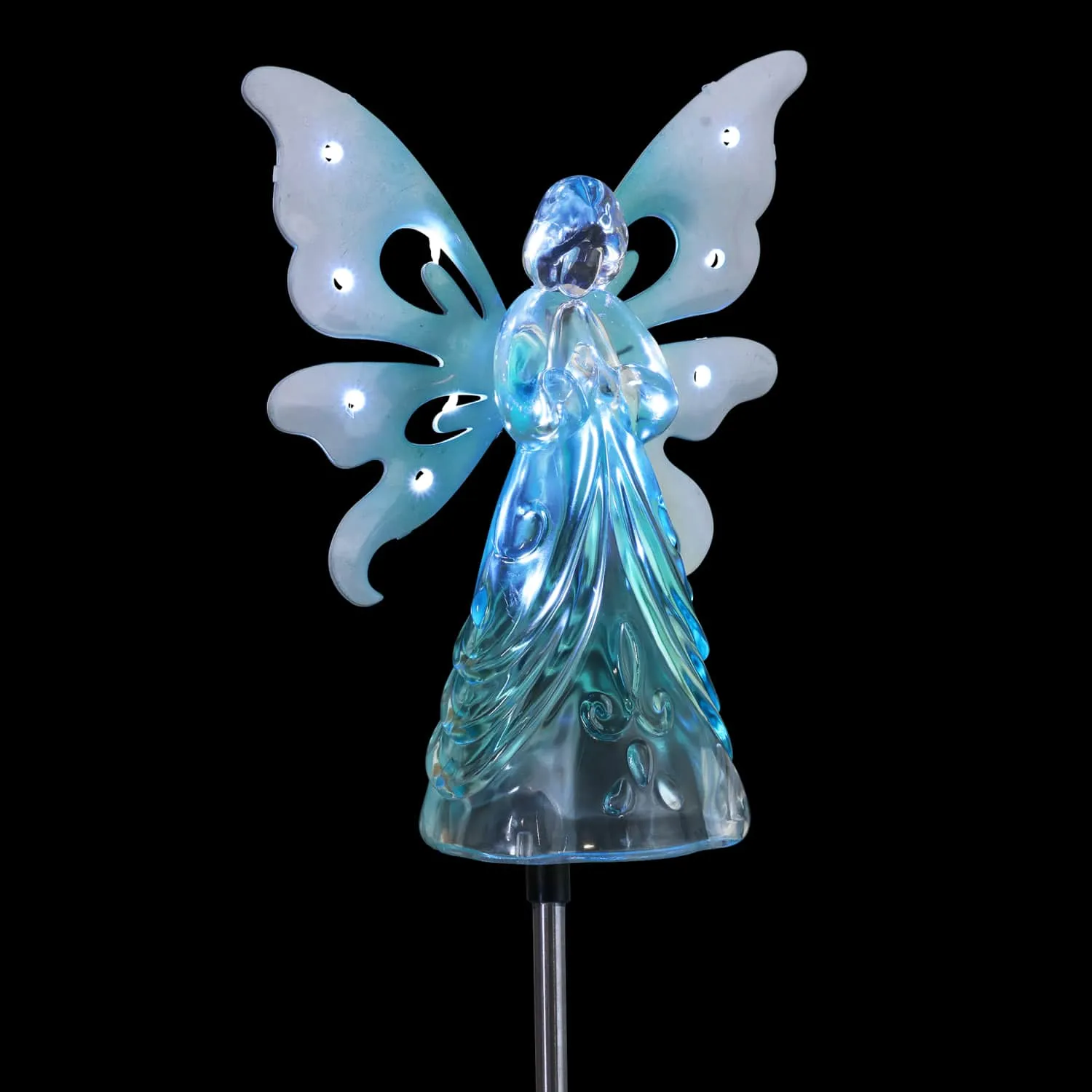 Solar Blue Acrylic Angel Stake with 13 LEDs, 6 Inch Body Size