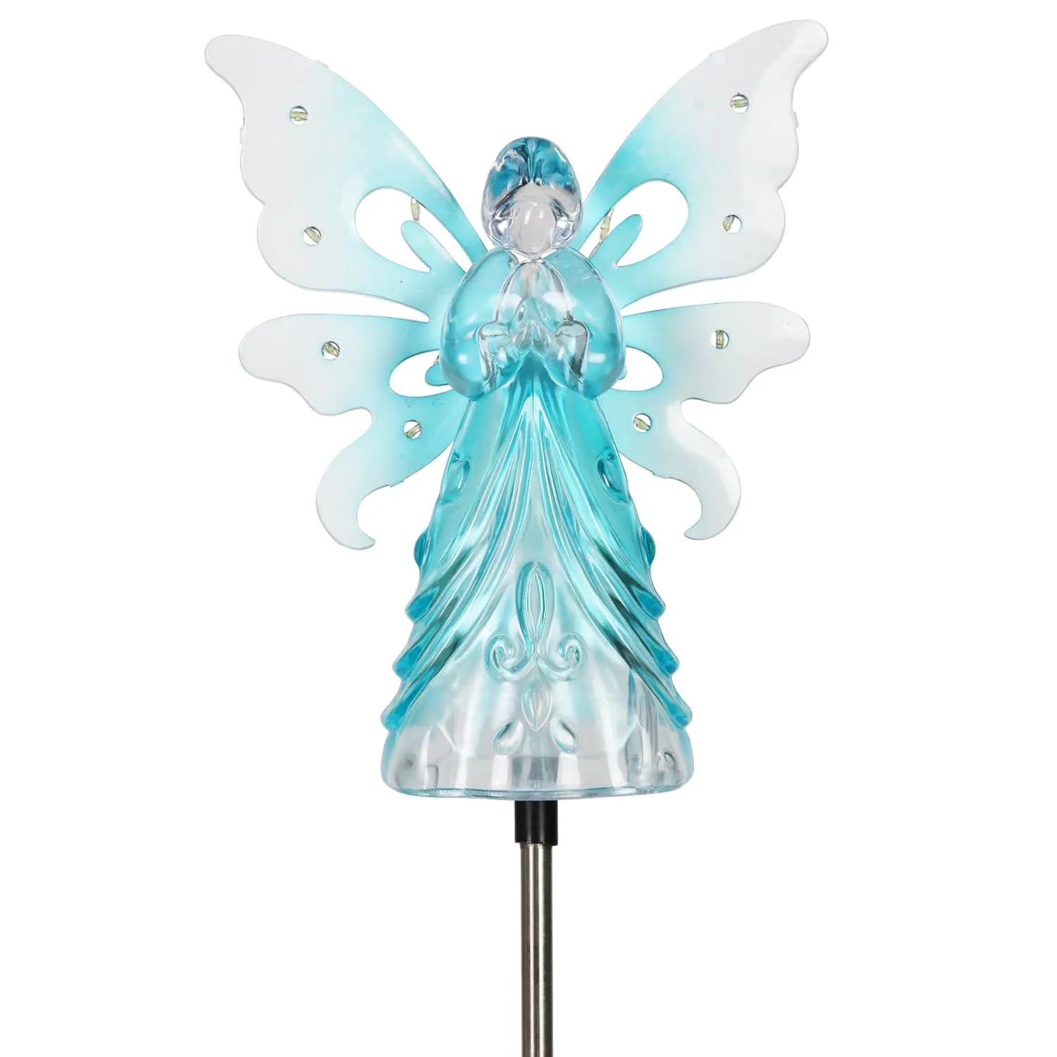 Solar Blue Acrylic Angel Stake with 13 LEDs, 6 Inch Body Size