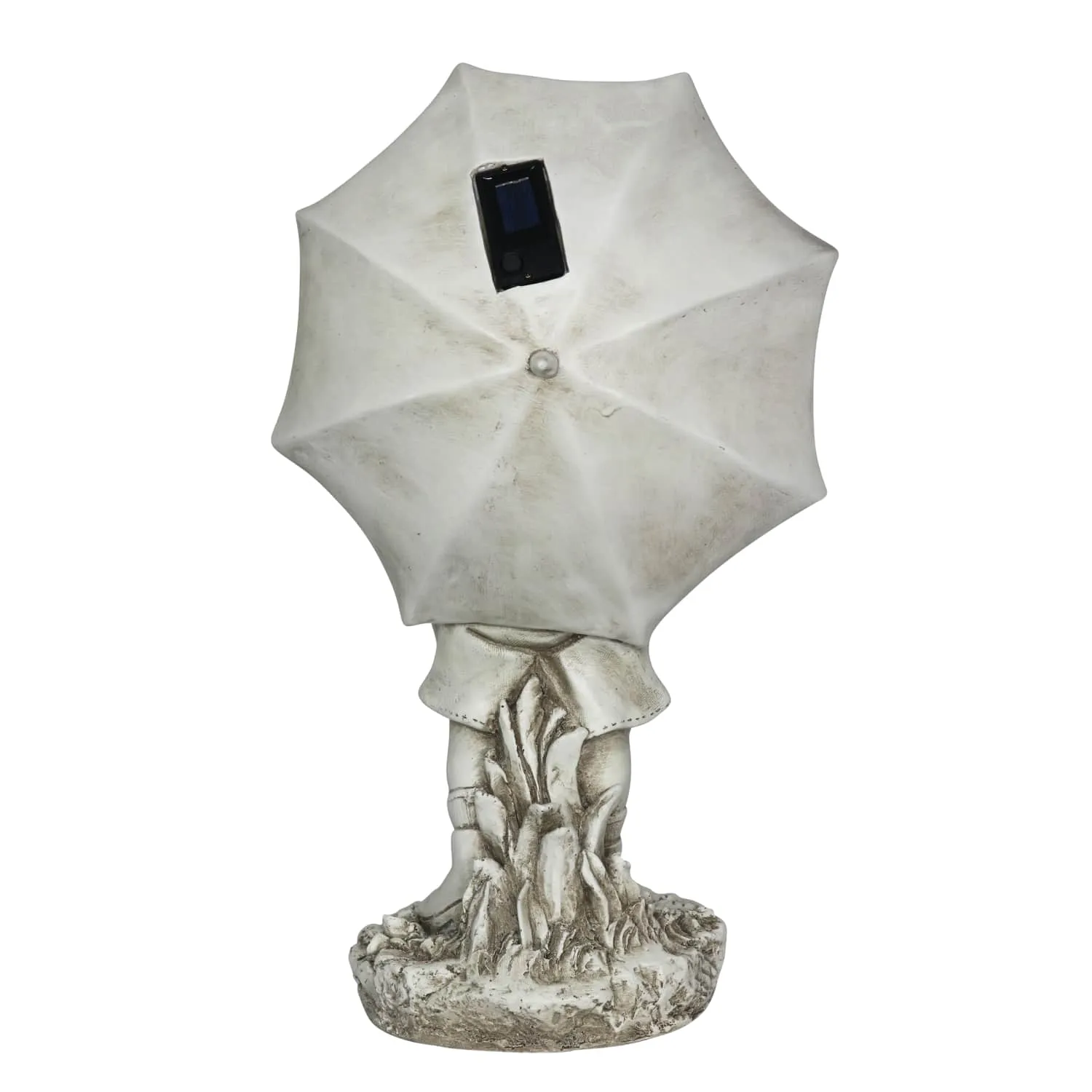 Solar Boy with Umbrella Statue in Natural Resin Finish, 19 Inch