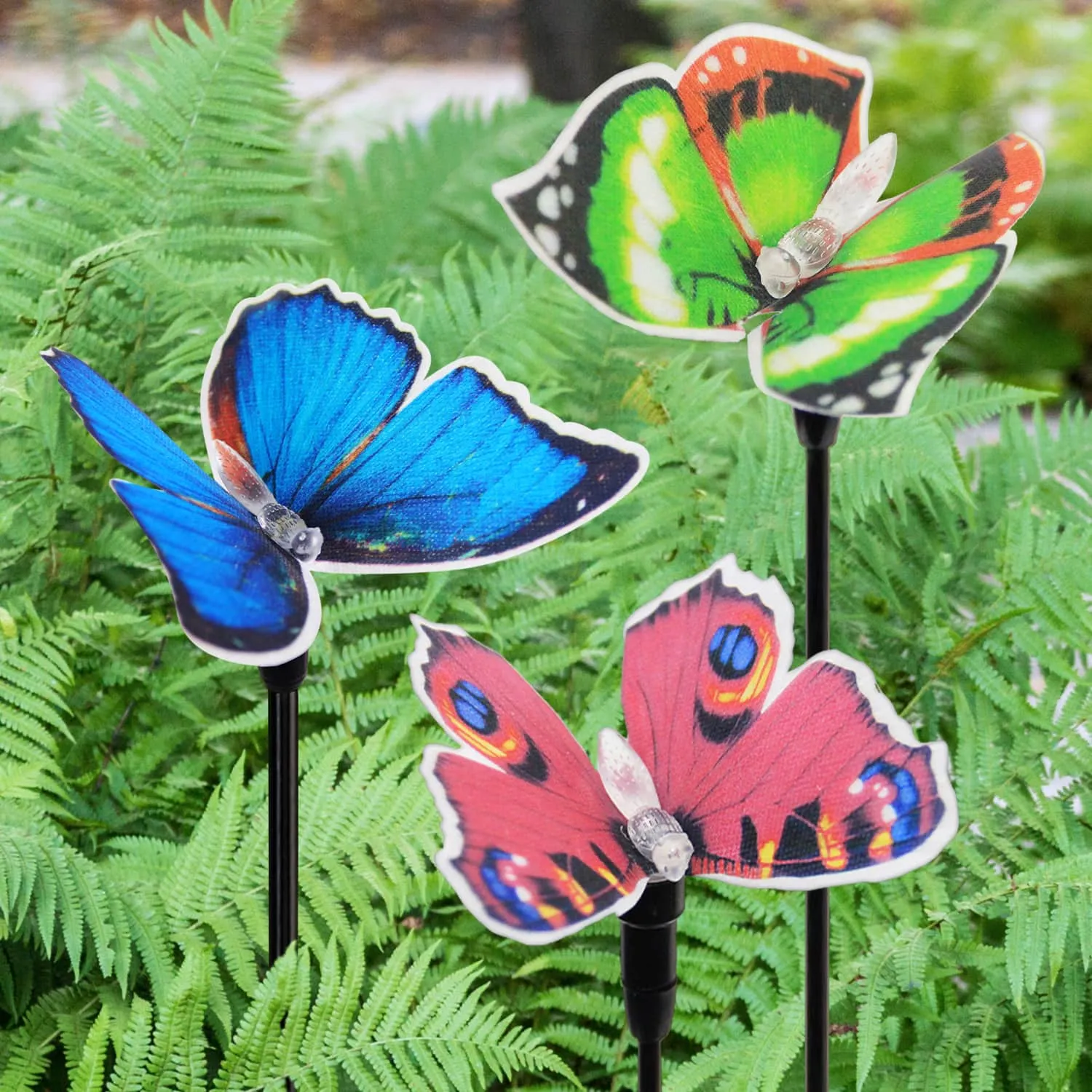 Solar Fiber Optic Butterfly Garden Stake Six Piece Set, 5 by 26 Inches