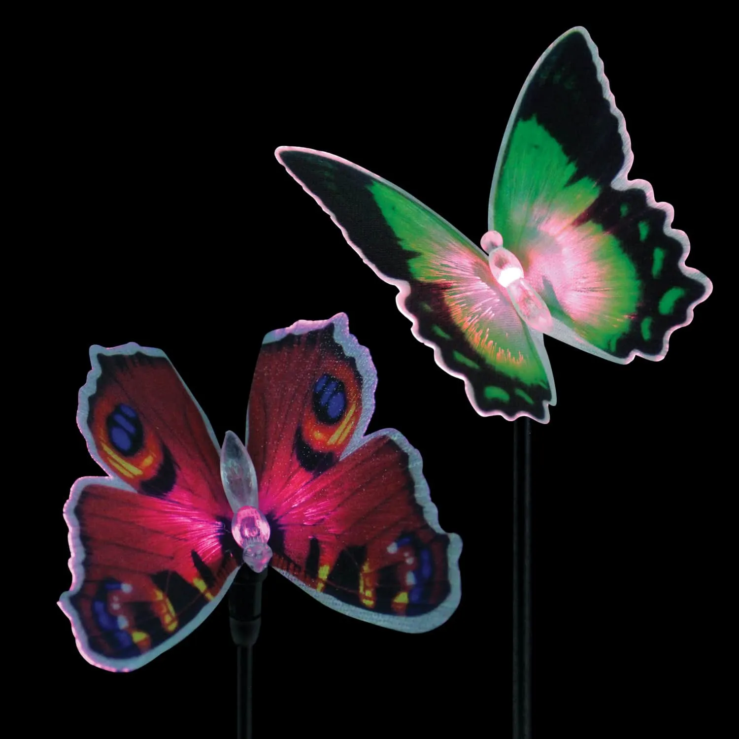 Solar Fiber Optic Butterfly Garden Stake Six Piece Set, 5 by 26 Inches