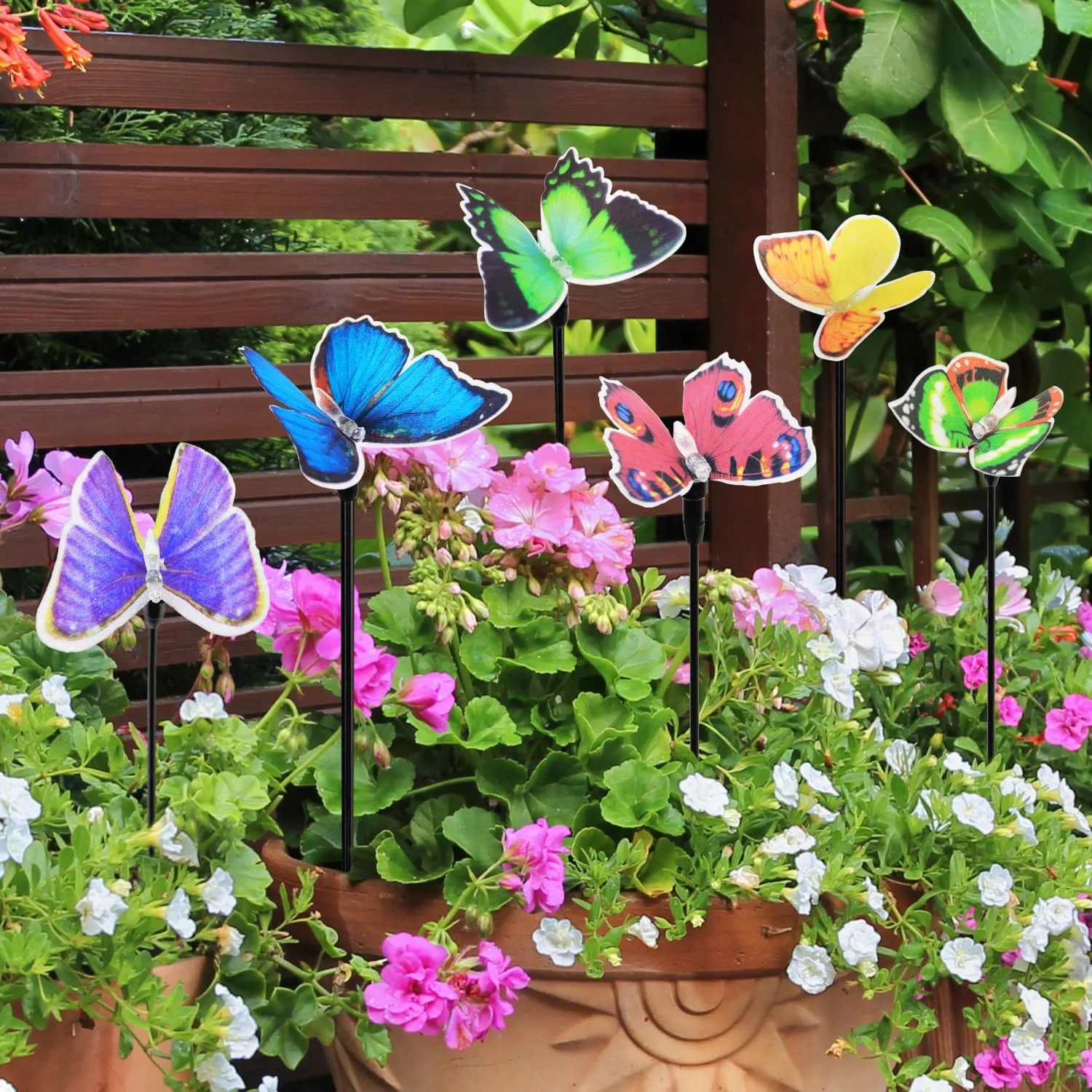 Solar Fiber Optic Butterfly Garden Stake Six Piece Set, 5 by 26 Inches