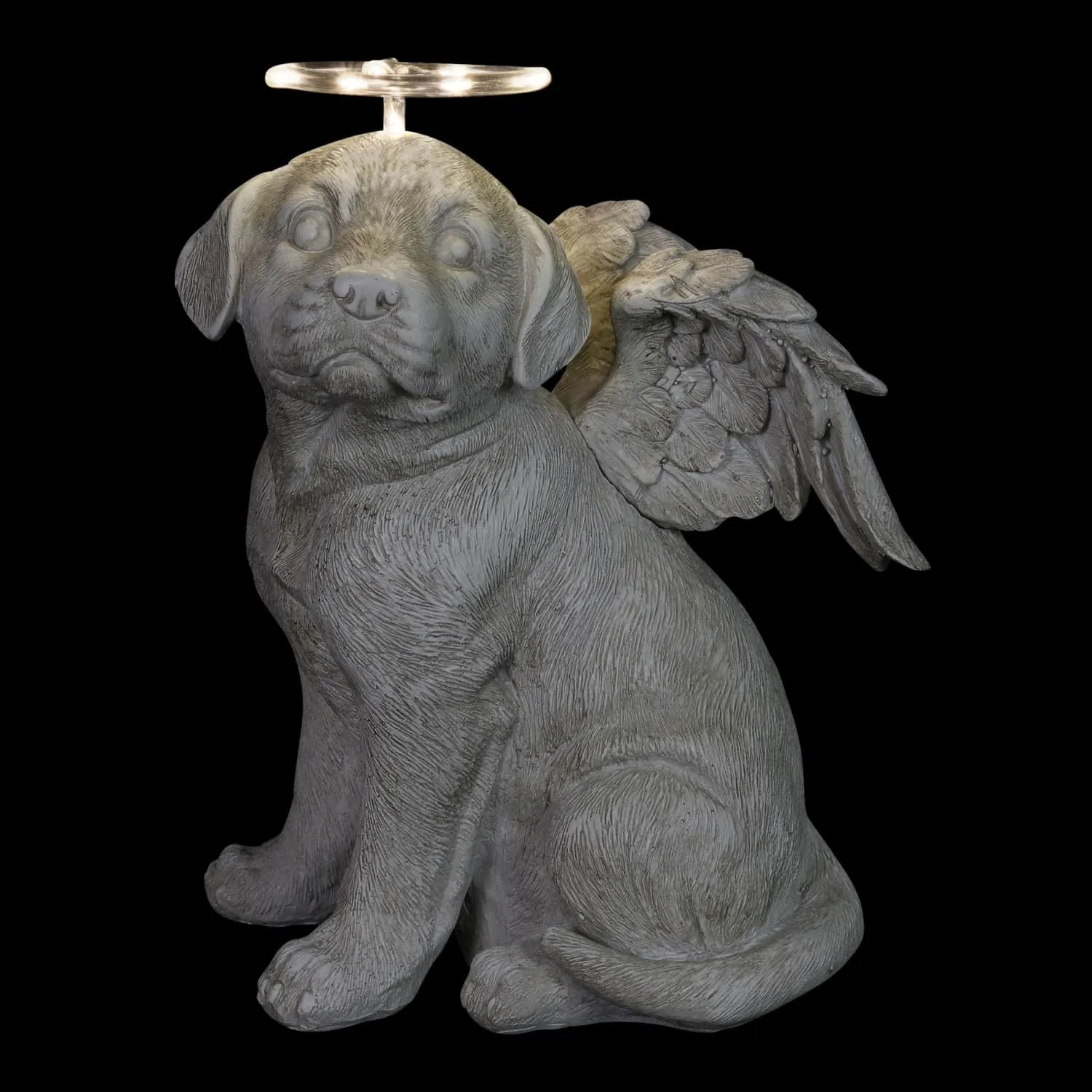 Solar Halo Dog with Angel Wings Memorial Statue, 10 Inch