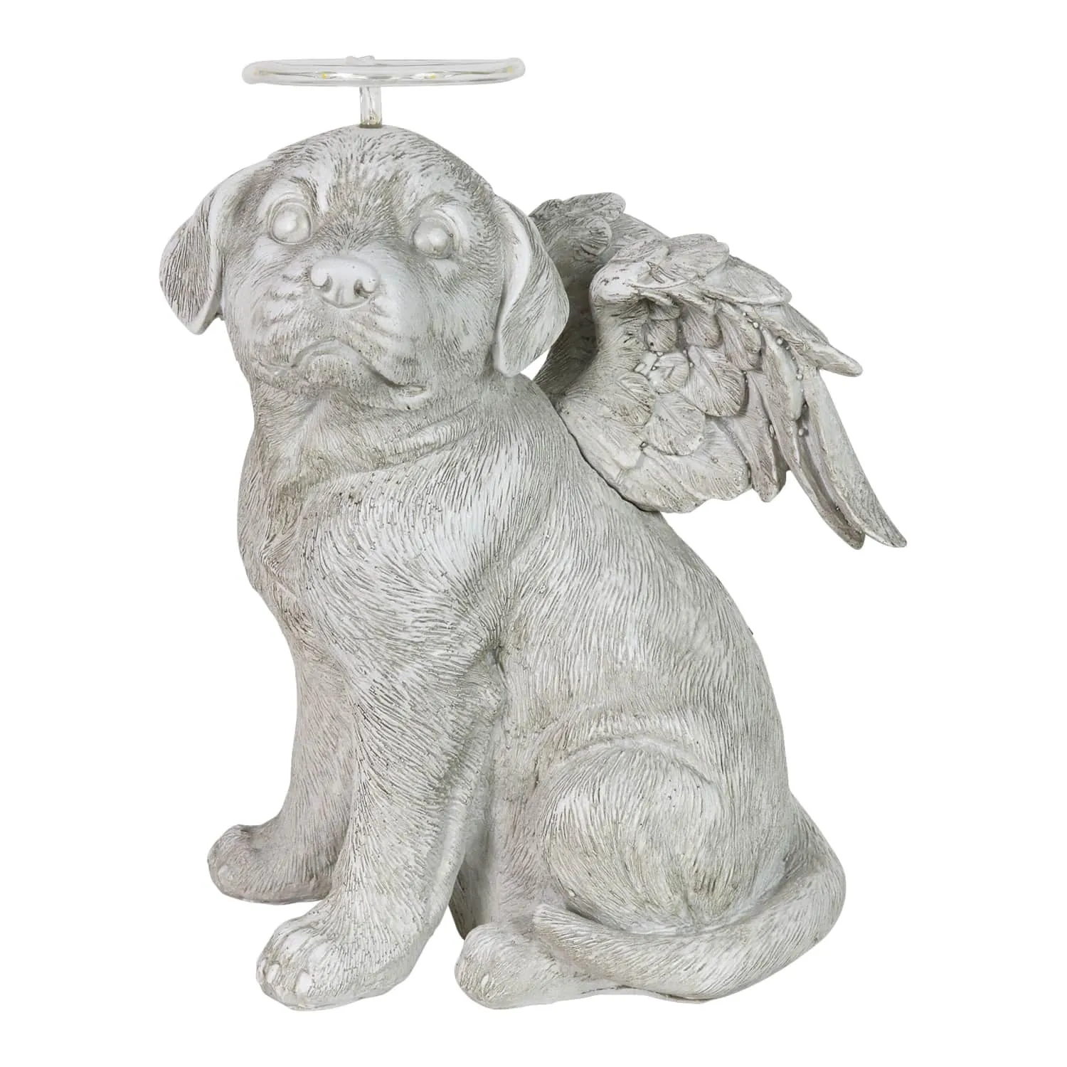 Solar Halo Dog with Angel Wings Memorial Statue, 10 Inch