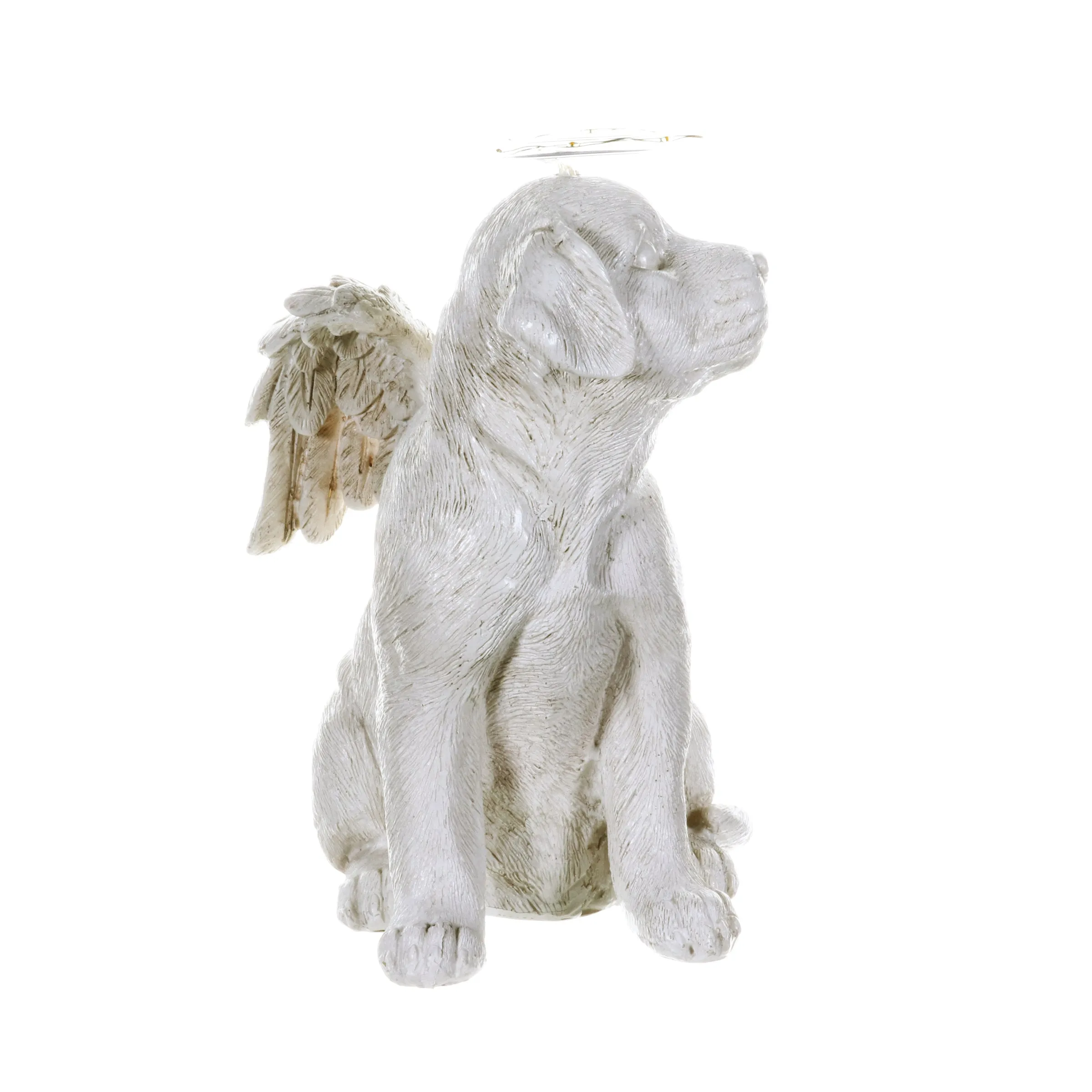 Solar Halo Dog with Angel Wings Memorial Statue, 10 Inch