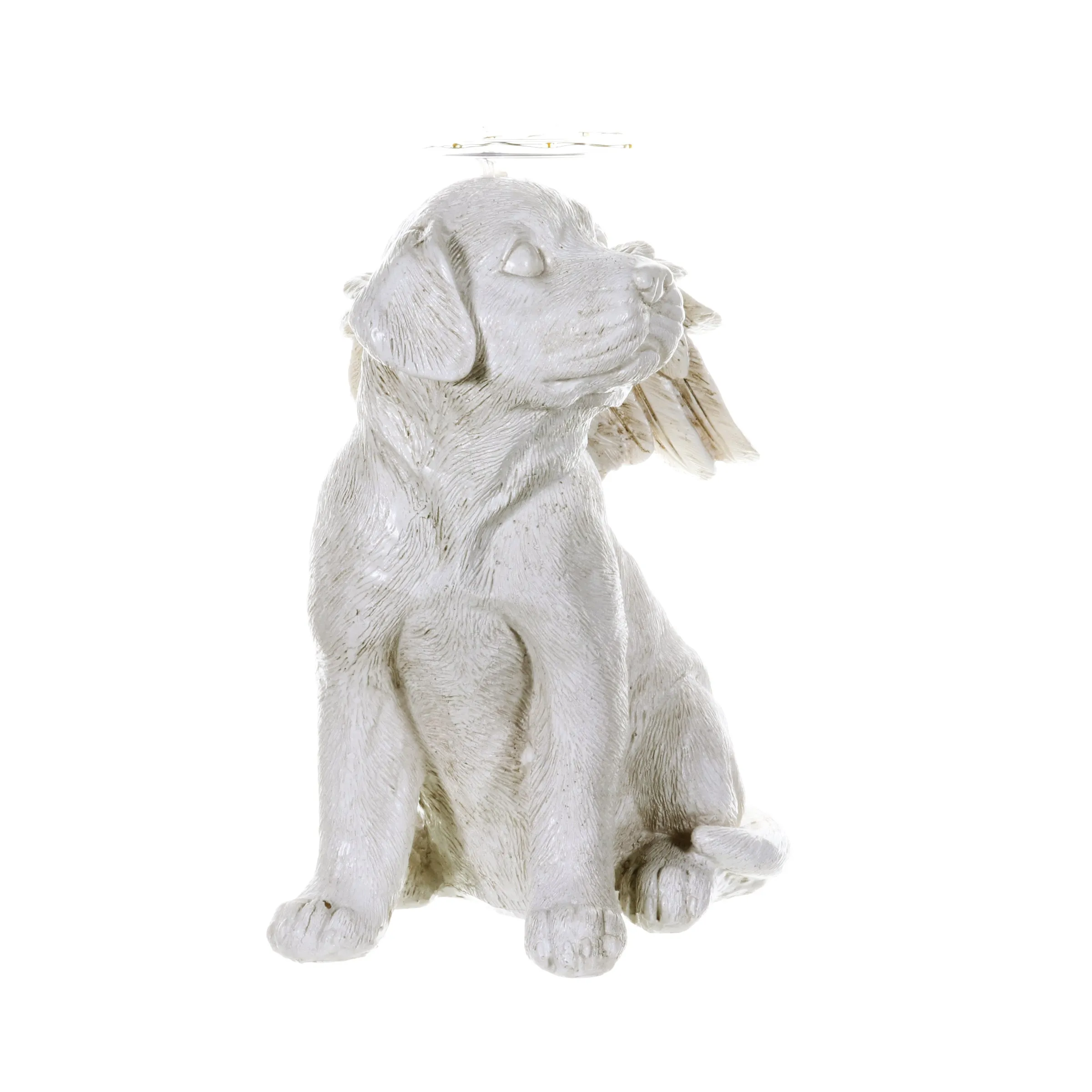 Solar Halo Dog with Angel Wings Memorial Statue, 10 Inch