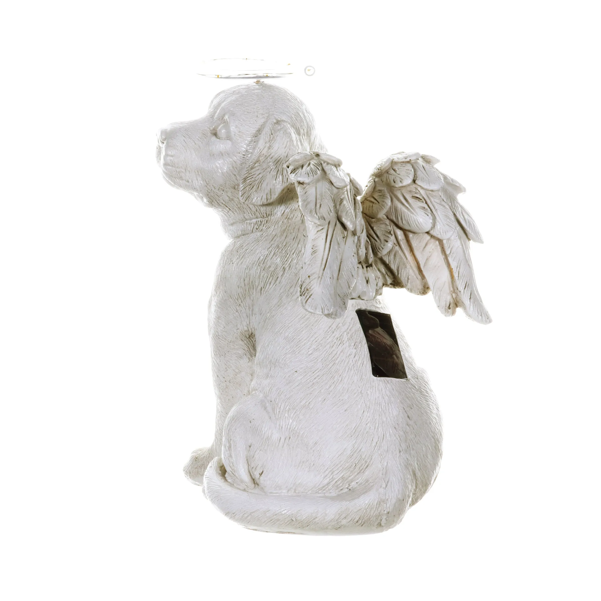 Solar Halo Dog with Angel Wings Memorial Statue, 10 Inch