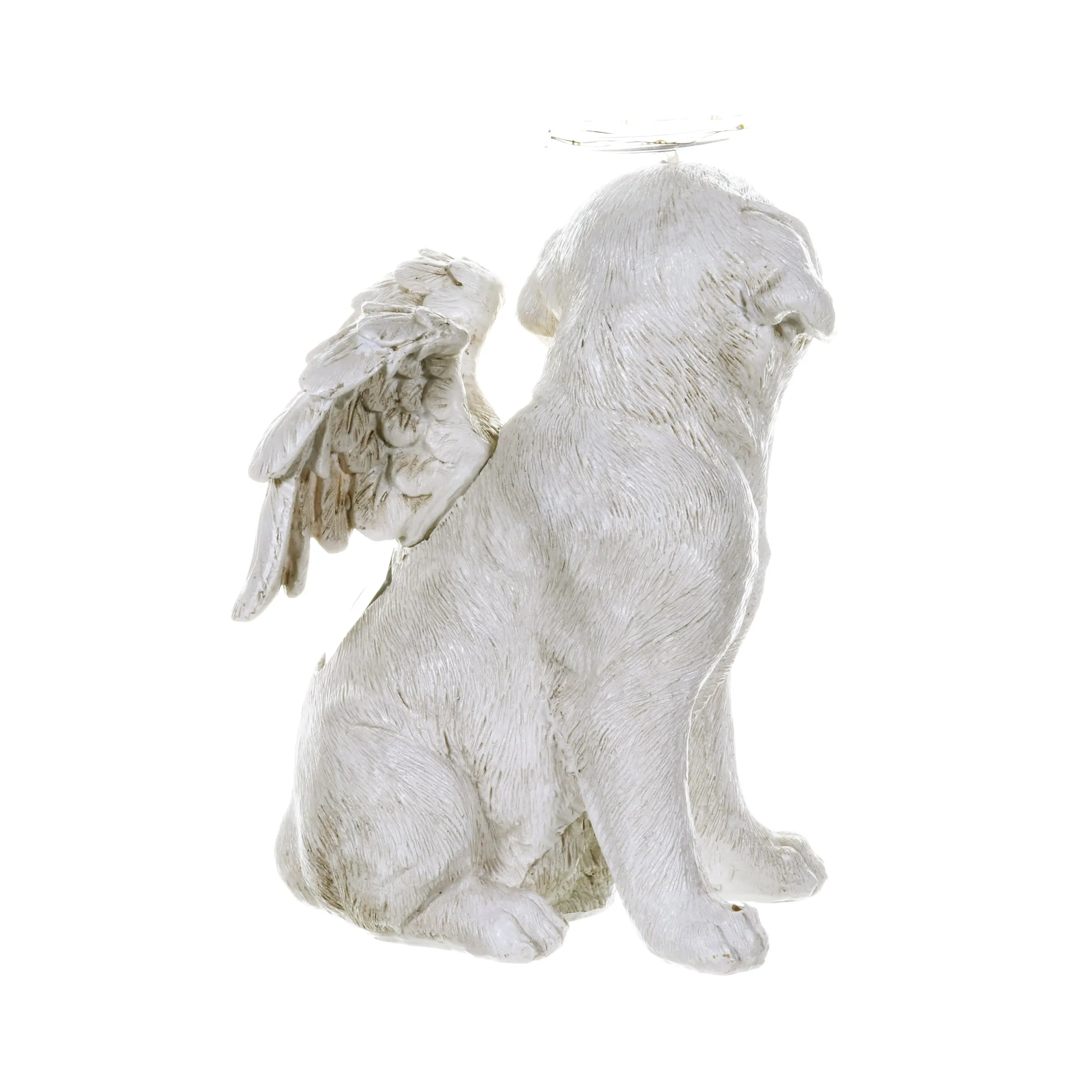 Solar Halo Dog with Angel Wings Memorial Statue, 10 Inch