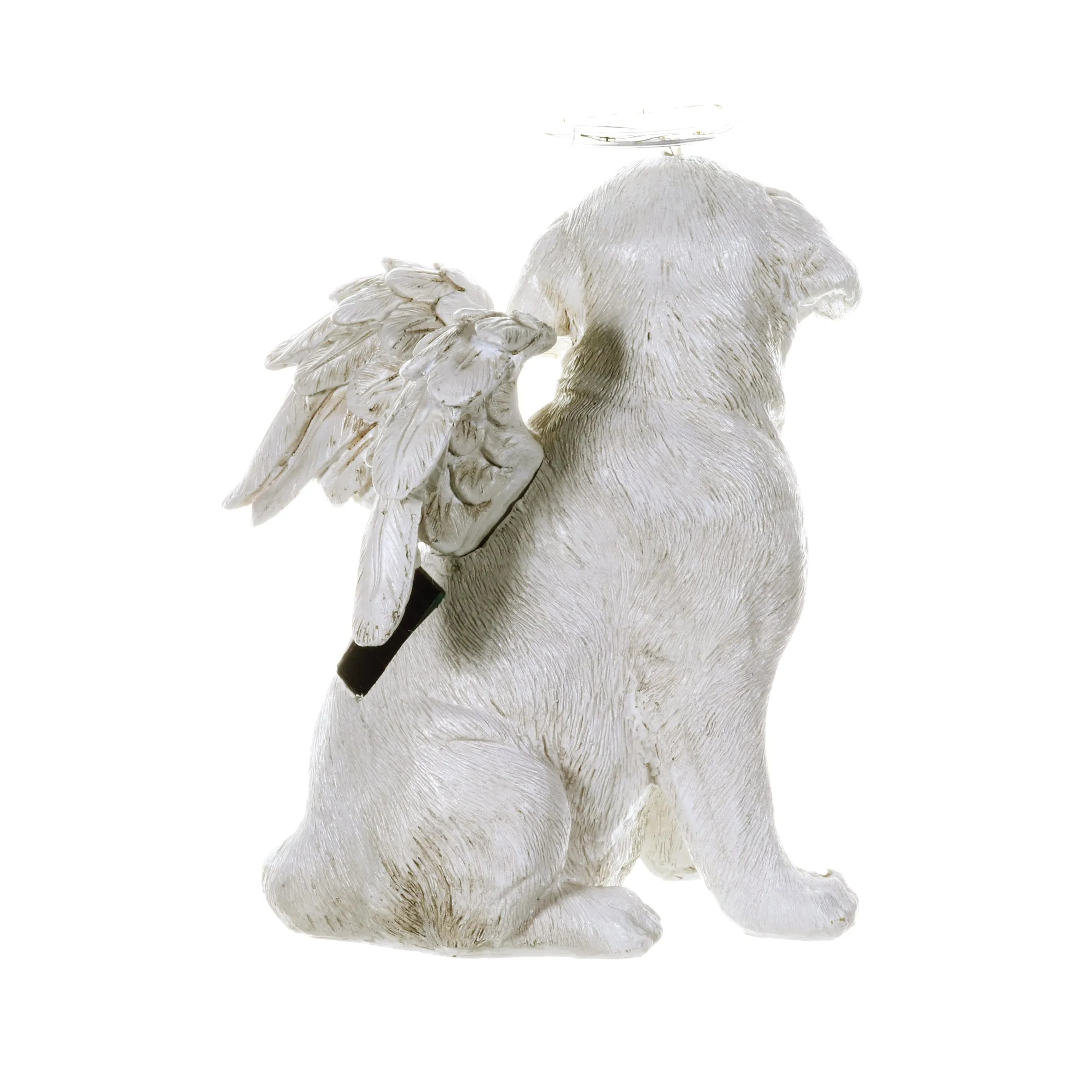 Solar Halo Dog with Angel Wings Memorial Statue, 10 Inch